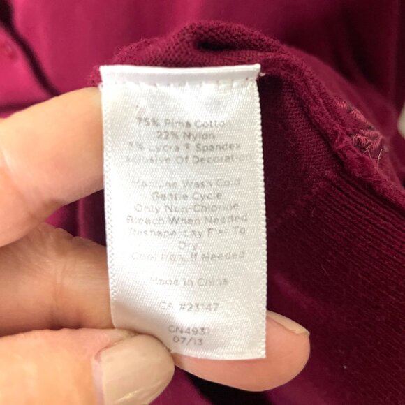 Talbots Burgundy Button-Front Cardigan Sweater Long Sleeves Women's Size Medium - Picture 4 of 7
